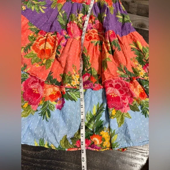 Anthropologie Farm Rio Tiered Floral‎ Maxi Skirt- Small